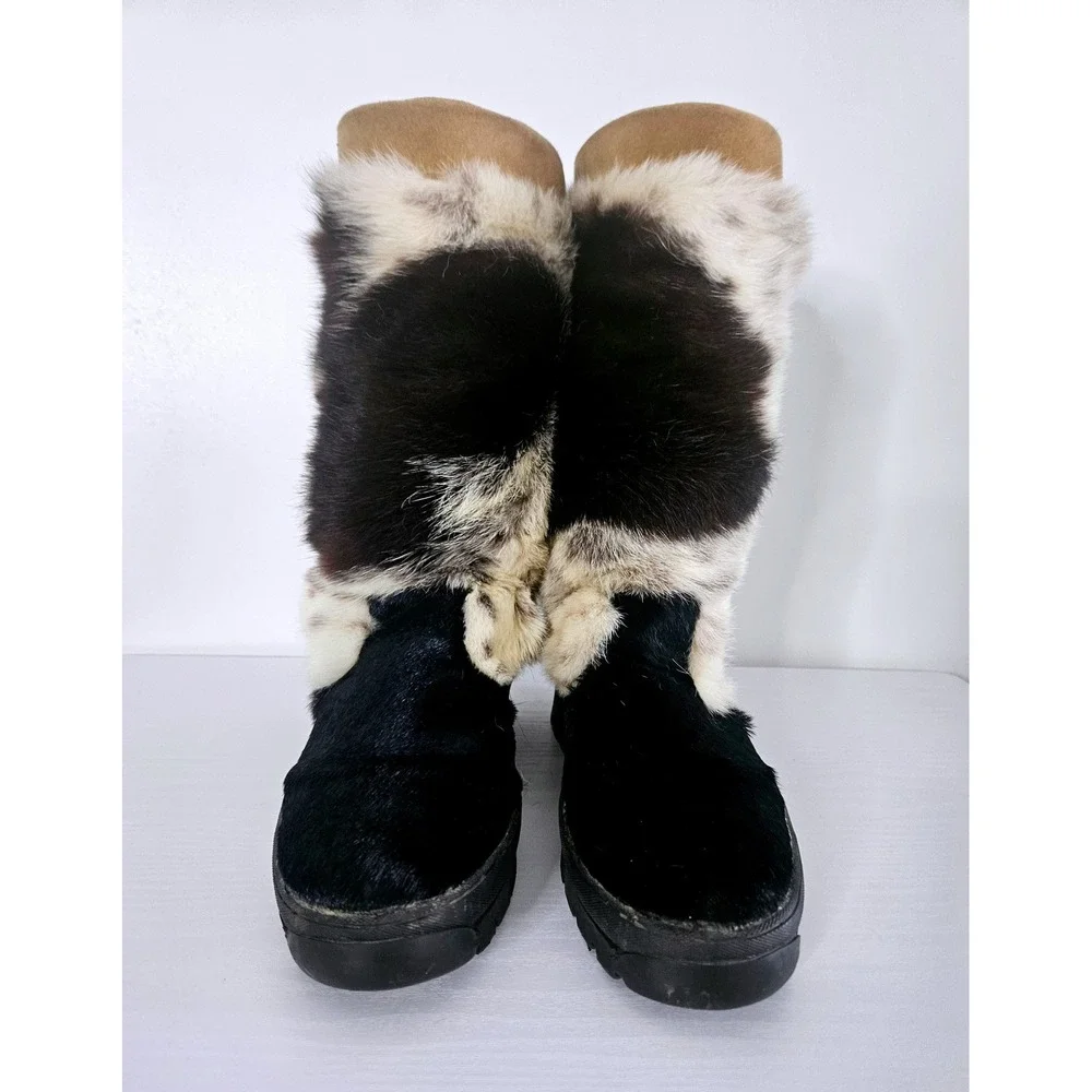 Oscar Sport Italy Cow Print Cavallino Hair Boots Goat Fur Apres Ski Luxury EU 45